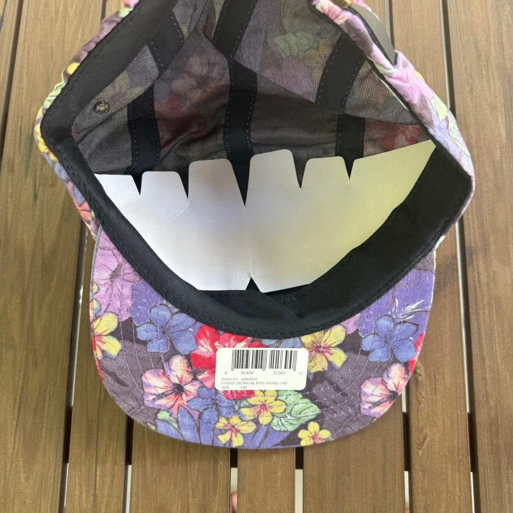 TOMS Unisex Tropical Five-Panel Cap Floral Print Purple Flat Brim Hat
